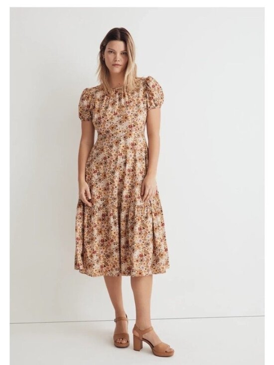 Madewell Dresses & Skirts - Madewell Womens Libby Puff Sleeve Open Back Midi Dress Floral Cottage 22W